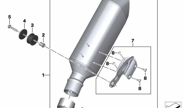 Juego soporte silenciador final OEM 18518405381 para motos BMW S 1000 R, S 1000 RR. Original BMW Motorrad.