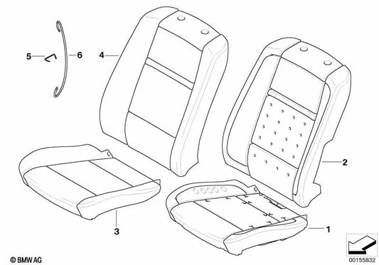 Left Leather Backrest Cover for BMW X5 E70, E70N (OEM 52107252857). Original BMW