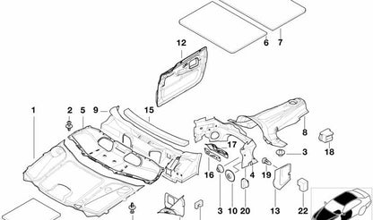 Akustische Isolierung der linken Vordertür OEM 51488215695 für BMW E38. Original BMW.