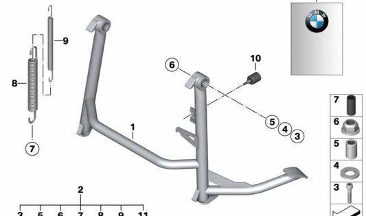 Caballete central OEM 71607719820 para motos BMW F800R (2009-2019). Original BMW Motorrad.