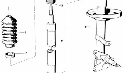 Amortiguador delantero izquierdo OEM 31311116937 para BMW E12, E24. Original BMW.