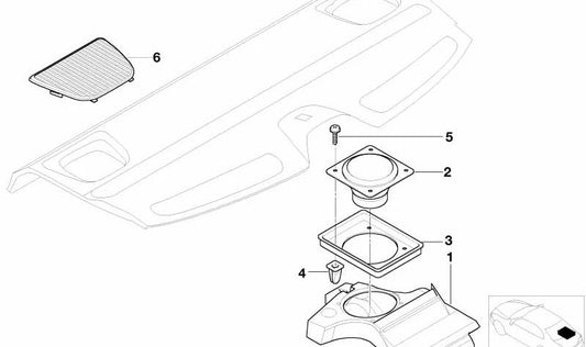 Altavoz trasero derecho OEM 65138360788 para BMW E39 520d, 520i {todos los modelos compatibles}. Sistema HiFi. Original BMW.