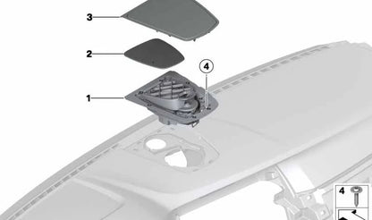 Cubierta altavoz OEM 65139276552 para BMW F07, F10, F11, F18, F06, F12, F13, F01, F02. Original BMW.