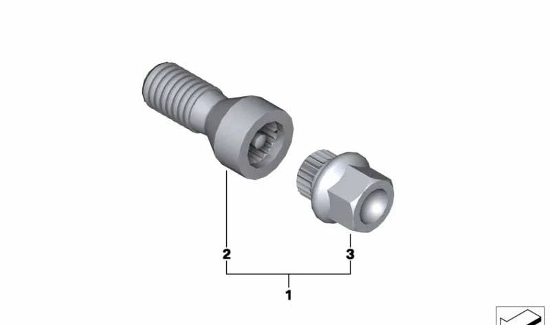 Tornillo de rueda con código OEM 36136776081 para BMW F20, F21, F22, F23, F30, F31, F34, F35, F32, F33, F36, F07, F10, F11, F18, F06, F12, F13, F01, F02, F04, F25, F26, E70, F15, E71, E72, F16 y MINI R50, R52, R53, R56. Original BMW y MINI.
