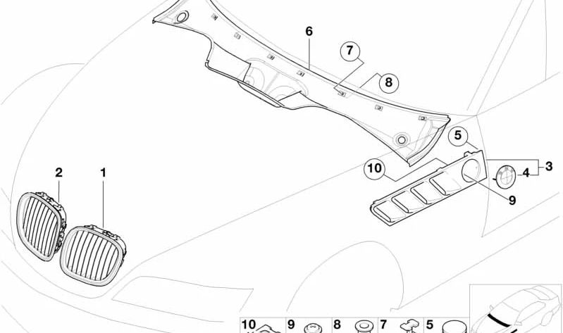 Rechte dekorative Rack OEM 51130031434 für BMW Z3 E36 (Modelle 1.8, 1.9, 2.0) von 1995 bis 2002. Originales Außenstück BMW.