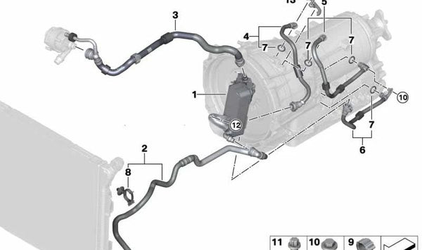 Tubería de aceite de alimentación OEM 17228644292 para BMW F30, F31, F32, F33, F36. Original BMW.