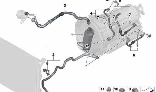 Tubería de aceite (alimentación) OEM 17228644293 para BMW F30. Pieza original BMW.