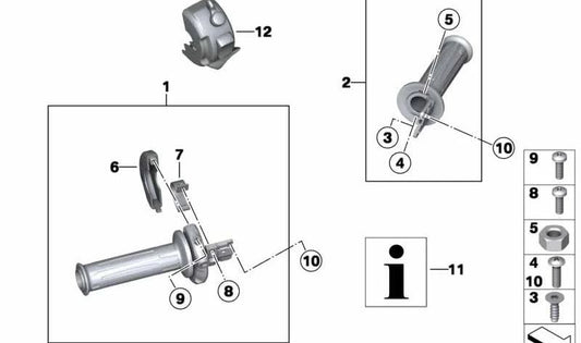 Alça à direita OEM 61312352034 para BMW Motorrad R1200GS, HP2 Enduro ... e muito mais. BMW Motorrad original.