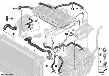 Turbocharger pump pipe for BMW 1 Series F52, 2 Series F45, F46, X1 F48, F49, X2 F39 (OEM 17127617377). Original BMW