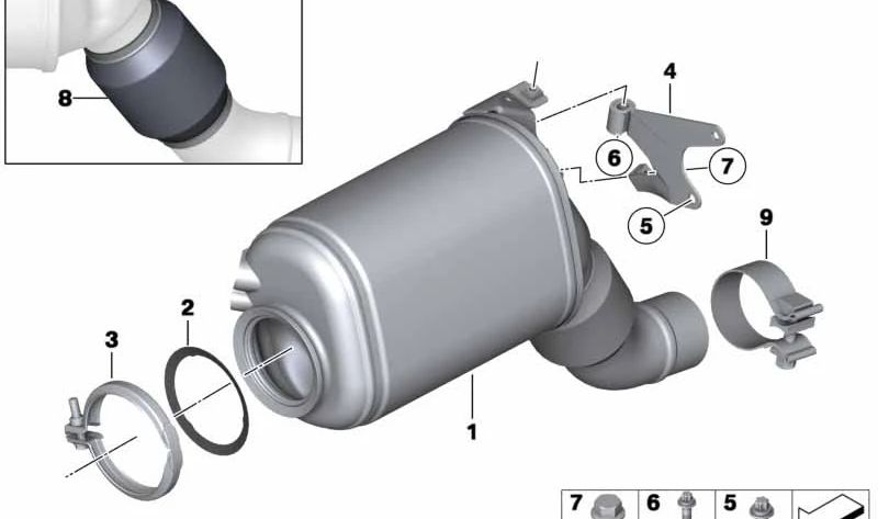 Junta de escape OEM 18308508051 para BMW F10, F11, F01, F02, E70, F15, E71, F16 (modelos M50d y 750d xDrive). Original BMW.