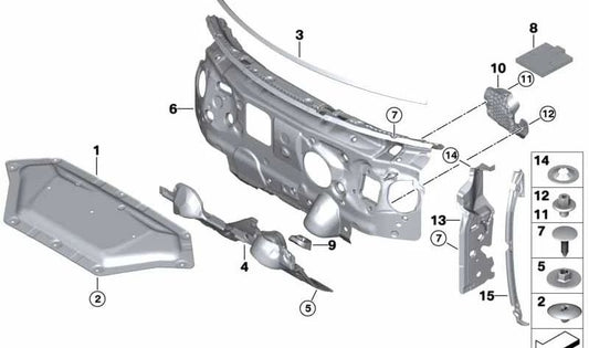 Insonorización columna A izquierda OEM 51487380283 para MINI F60 Countryman, F60 Countryman LCI. Original MINI.