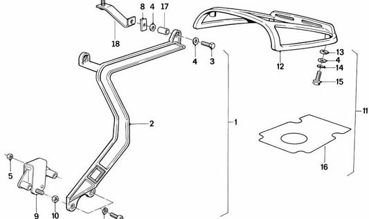 Rear luggage rack OEM 46542303558 for BMW K75, K75 RT, K75 S motorcycles. Original BMW Motorrad.