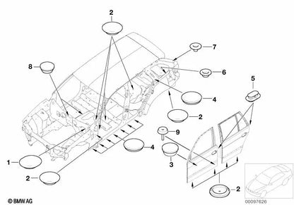 Tapa de cierre para BMW Serie 1 E81, E82, E87 E87N, E88 Serie 3 E36, E46, E90 E90N, E91, E91N, E92, E92N, E93, E93N, F31, F34 Serie 4 F33, F36 Serie 5 E60, E60N, E61, E61N, F07, F10, F11, F18 Serie 6 E63, E63N, E64, E64N Serie 7 F01, F01N, F02, F02N, F04,