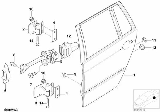 Porte arrière droite pour la série BMW 3 E46 (OEM 41527034156). BMW d'origine