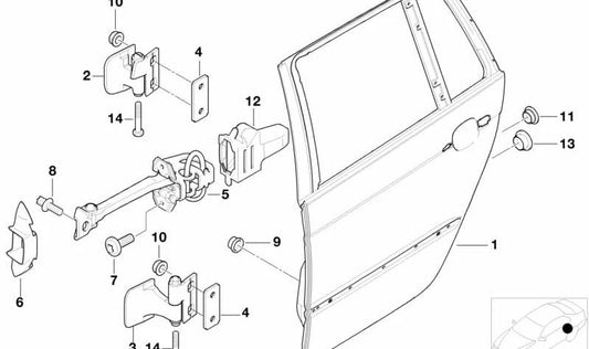 Porte arrière arrière inférieure OEM 41528240086 pour BMW E46. BMW d'origine.