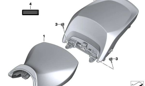 Asiento acompañante negro OEM 52538389106 para motos BMW R1200RT, R1250RT. Original BMW Motorrad.