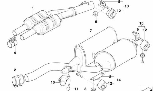 Silenciador trasero OEM 18107522523 para BMW E65 y E66. Pieza original BMW. Ideal para reemplazo del silencioso en la parte trasera del escape.