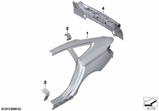 Foglio di rinforzo della soglia destra per la BMW 4 F36, F36N (OEM 41217334040). BMW originale.