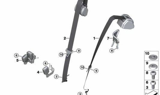 Rear outer upper belt for BMW G21, G21N, G81 (OEM 72117496272). Original BMW