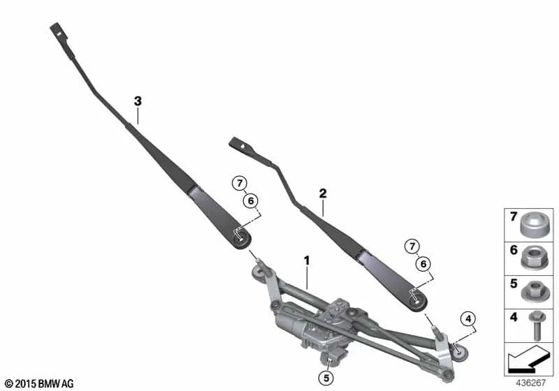Braccio del tergicristallo per la BMW X1 F48, F49 (OEM 61617360506). BMW originale.