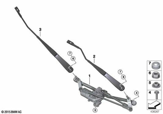 Braccio del tergicristallo per la BMW X1 F48, F49 (OEM 61617360506). BMW originale.