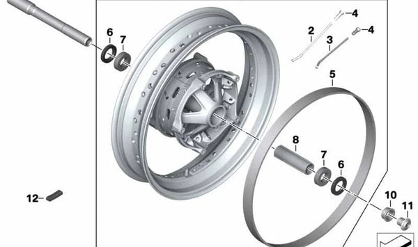 Radio exterior rueda delantera OEM 36318562542 para BMW Motorrad R nineT (RK21), R nineT Pure (RK22), R nineT Scrambler (RK23), R nineT Racer (RK32). Original BMW Motorrad.