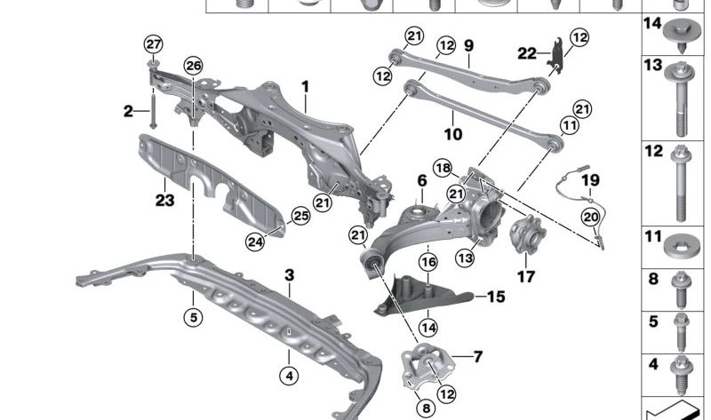 Parafuso hexalobular para BMW 4 G23 Series, G83, X1 U11, U12, X2 U10, Mini U25 (OEM 07119908494). BMW original