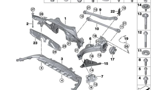 Parafuso hexalobular para BMW 4 G23 Series, G83, X1 U11, U12, X2 U10, Mini U25 (OEM 07119908494). BMW original
