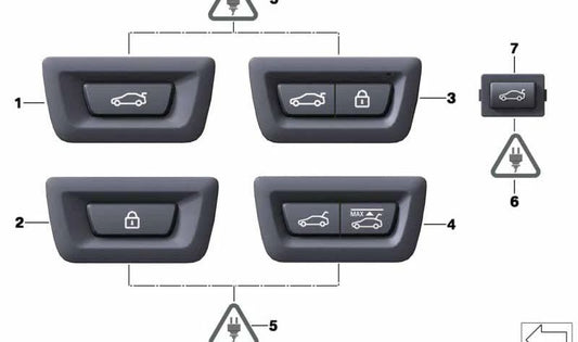 Interruptor apertura maletero OEM 61319302262 para BMW F07 520d, 528i, 530d (todos los modelos compatibles). Original BMW.