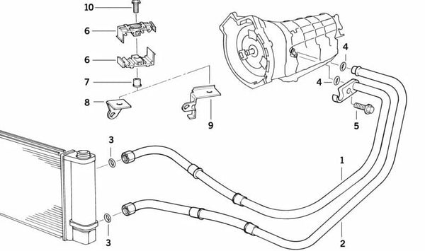Soporte de tubería de aceite OEM 17221723787 para BMW E34, E32. Original BMW.