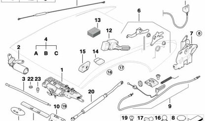 Cierre derecho para BMW E64, E64N (OEM 54347156986). Original BMW
