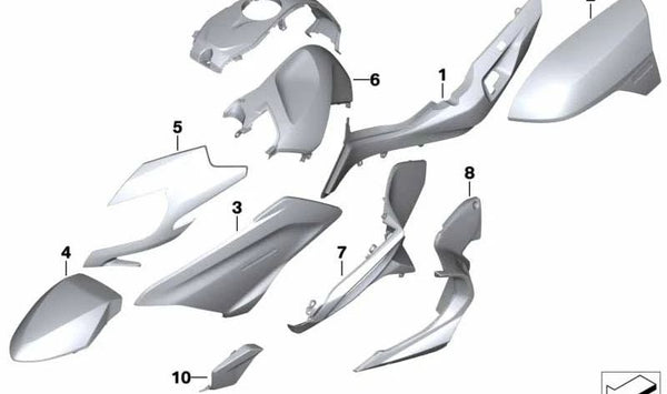 Carcasa lateral derecha OEM 46639444074 para BMW Motorrad R 1250 RT (RK52) 2018-2020. Color Blue Planet. Original BMW Motorrad.