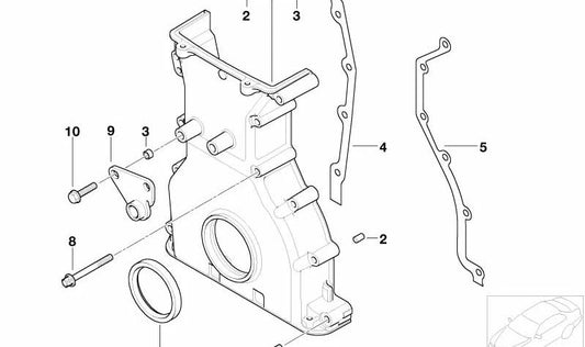 Tapa de cadena de distribución OEM 11147831131 para BMW E46 M3 (todos), Z3 M (E36) 3.2. Repuesto original BMW.