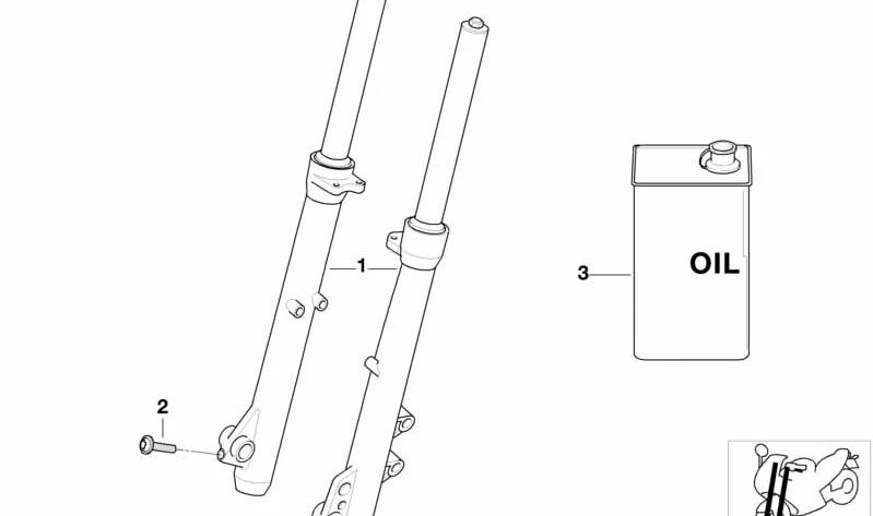 Braço do garfo direito prateado OEM 31427676386 para motocicletas BMW F 650 GS Dakar. Originais BMW Motorrad.