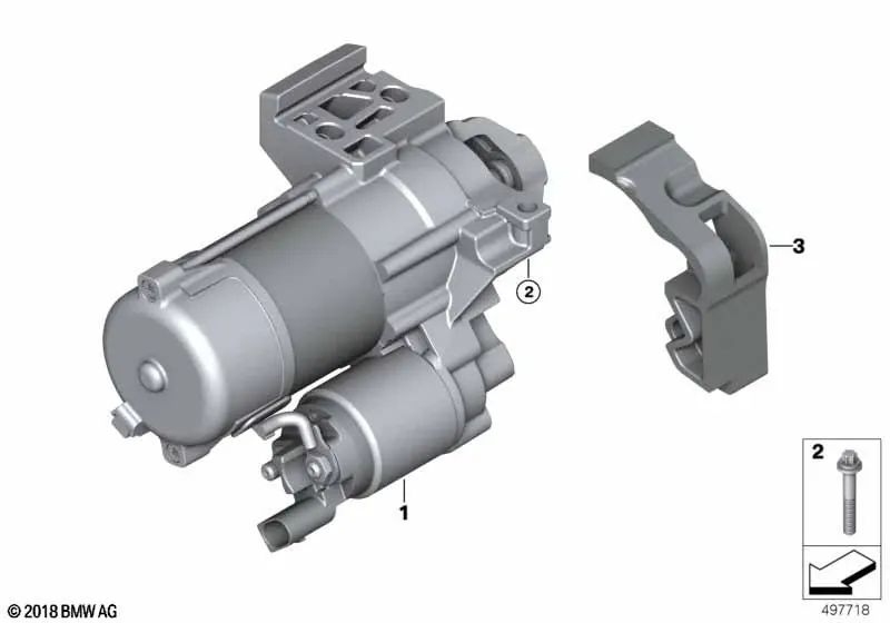 Startermotor für BMW G42, G20, G21, G28, G22, G23, G26, G30, G31, G32, G12n, G12N, G01, G02, G05, G06 (OEM 12415A33FB9). Original BMW