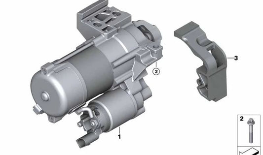 Motor de arranque OEM 12419454628 para BMW G20, G21, G22, G23, G26, G60, G61, G70, G05, G06, G07, G18. Compatible con versiones 320i, 340i, 420i, 440i, 520i y más. Original BMW.