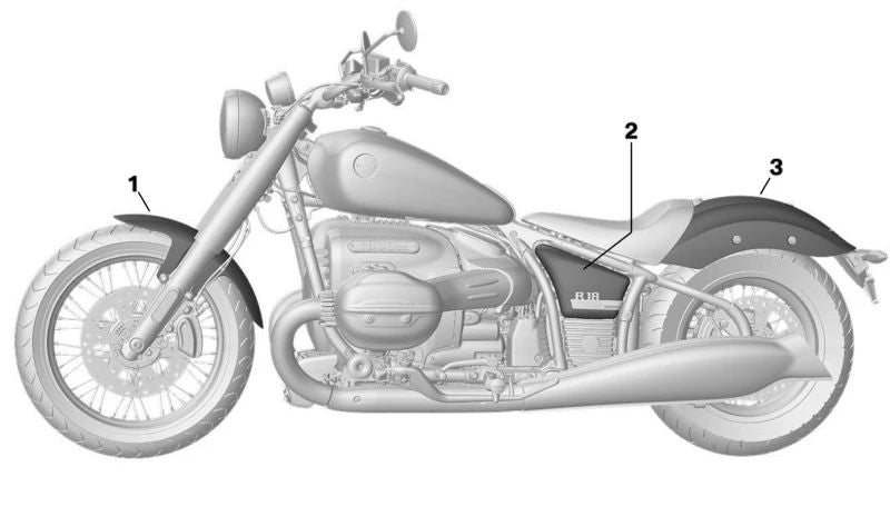 Cubrematrícula trasera cromada Edición 100 Años OEM 46638829186 para BMW Motorrad R 18 (RK34) L11A70. Compatible con modelos desde 05/2020 hasta 07/2024. Original BMW Motorrad.