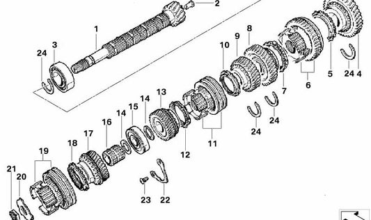 Segmento de eje de transmisión OEM 23200662267 para MINI R50 One y Cooper {RA11, RA31, RA32, RA41, RA42, RC31, RC32, RC41, RC42}. Original MINI.