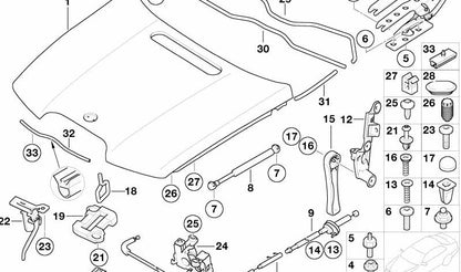 Cable Bowden de maletero OEM 51237197474 para BMW E65, E66. Original BMW.