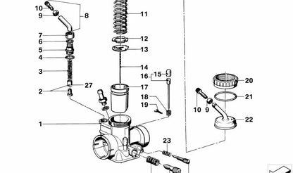 Tupfer de carburador OEM 13111254911 para BMW Motorrad R50/5, R60/5, R60/6 {R246, R247}. Pieza original BMW Motorrad.