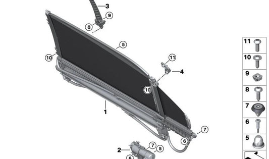 Right Sunshade Adapter for BMW G70 (OEM 51355A0C0B8). Original BMW
