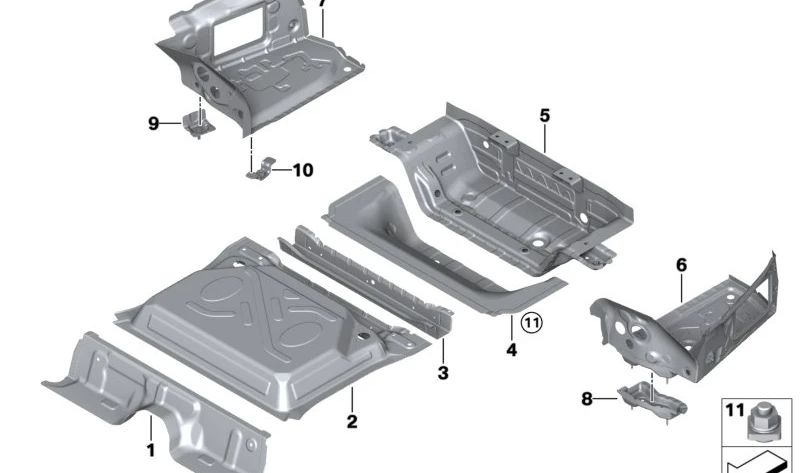 Suelo maletero trasero OEM 41125A37A93 para BMW Serie 7 G70. Recambio original BMW.