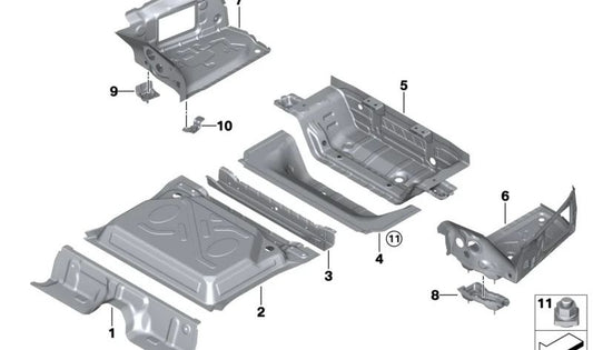 Suelo maletero trasero OEM 41125A37A93 para BMW Serie 7 G70. Recambio original BMW.