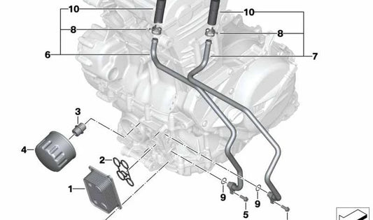 Junta preformada OEM 11447708310 para motos BMW F 700 GS, F 800 GS, F 800 GS Adventure. Original BMW Motorrad.