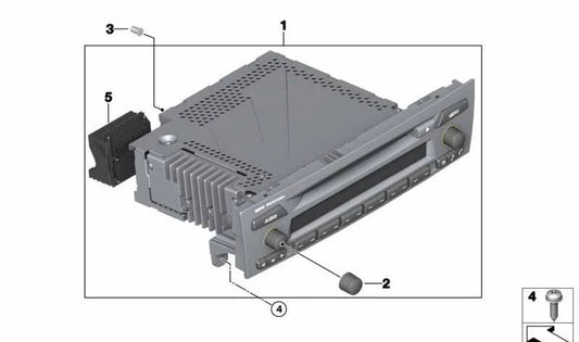 Radio BMW Professional CD OEM 65129343198 para BMW E81, E82, E87, E87N, E88, E90, E90N, E91, E91N, E92, E92N, E93, E93N, E84, E89. Reproductor de CD original BMW para sistema de sonido integrado.