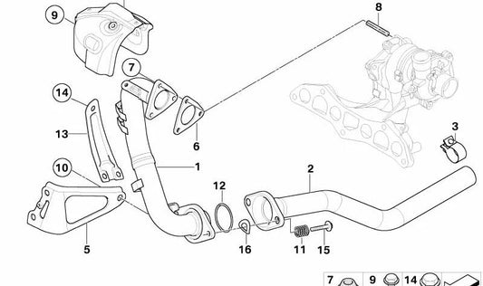 Tornillo prisionero M8x31,5 OEM 11657791869 para MINI R50 (One) 2002-2006. Pieza original MINI. Ideal para fijación en turbos y colectores de escape.