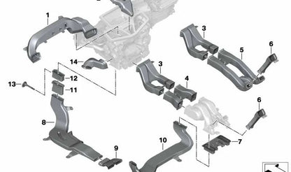 Canal de aire frío izquierdo lado del conductor OEM 64226805030 para BMW X5 G05, X5 M F95, X6 G06, X6 M F96, X7 G07. Original BMW