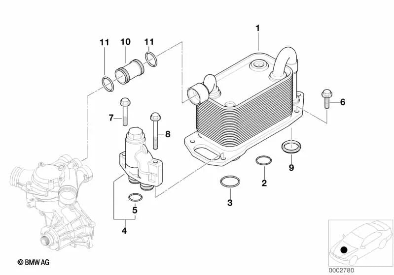 Anel de vedação para BMW Série 5 E39, Z8 E52 (OEM 11531407002). BMW originais.
