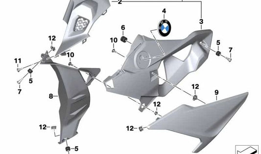 Revestimiento lateral derecho OEM 46638560322 para BMW Motorrad S 1000 R (K47). Original BMW Motorrad.