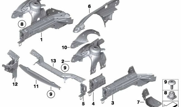 Soporte derecho del bastidor del motor OEM 41007224890 para BMW Z4 (E89). Original BMW.